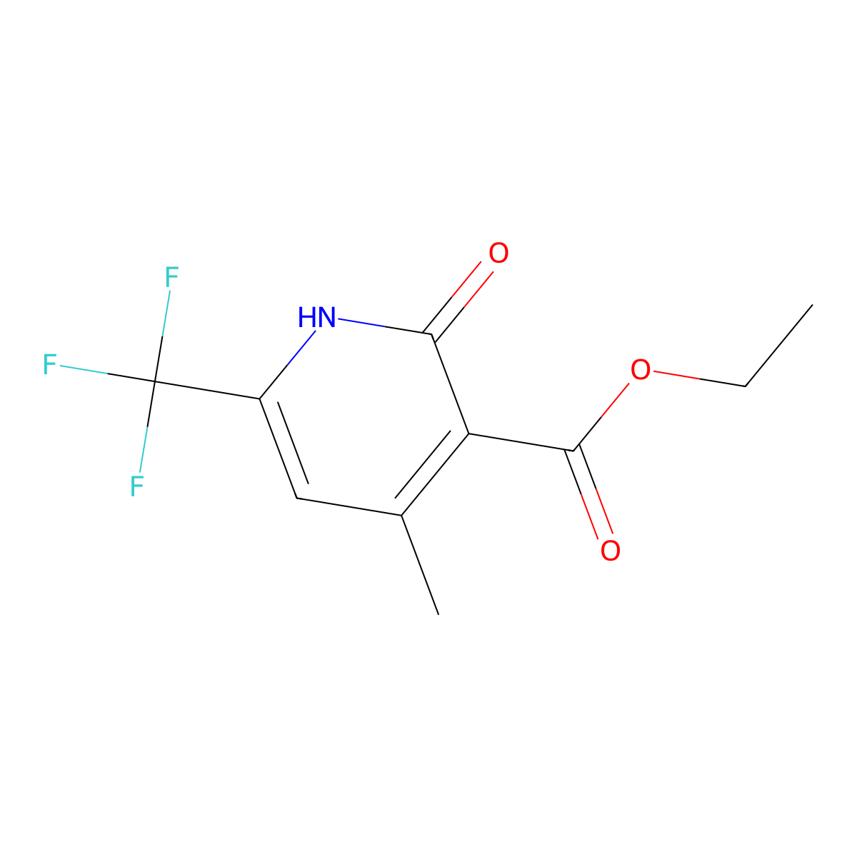 Ethyl 4-methyl-2-oxo-6-(trifluoromethyl)-1,2-dihydropyridine-3-carboxylate molecular structure, CAS 116548-06-2