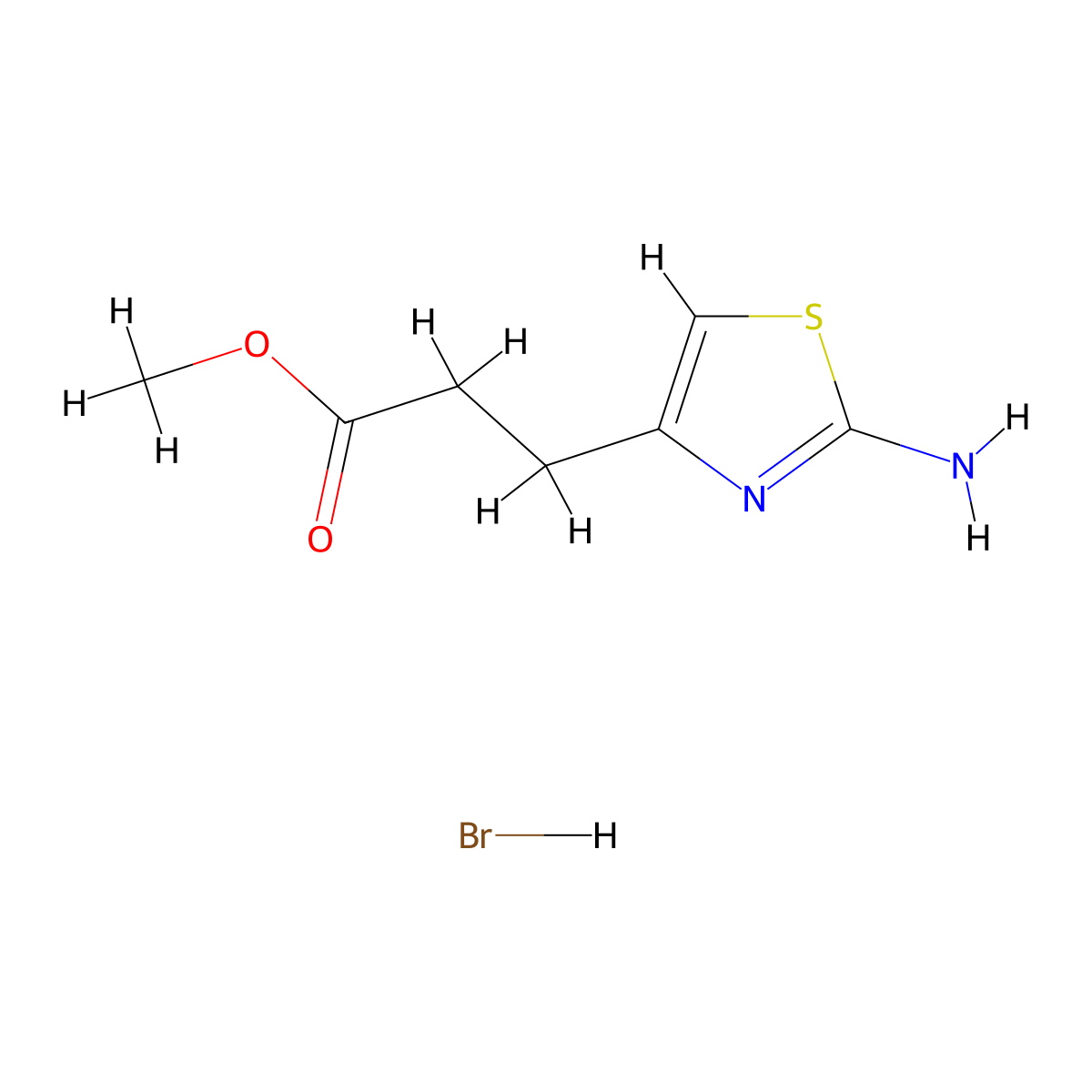 Methyl 3-(2-amino-1,3-thiazol-4-yl)propanoate hydrobromide molecular structure, CAS 116568-95-7