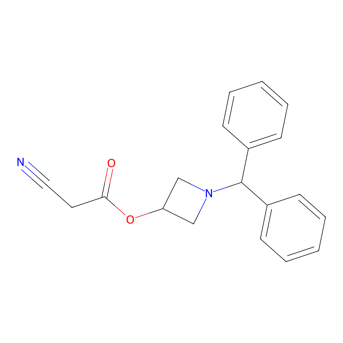 1-Benzhydrylazetidin-3-yl 2-cyanoacetate molecular structure, CAS 116574-14-2