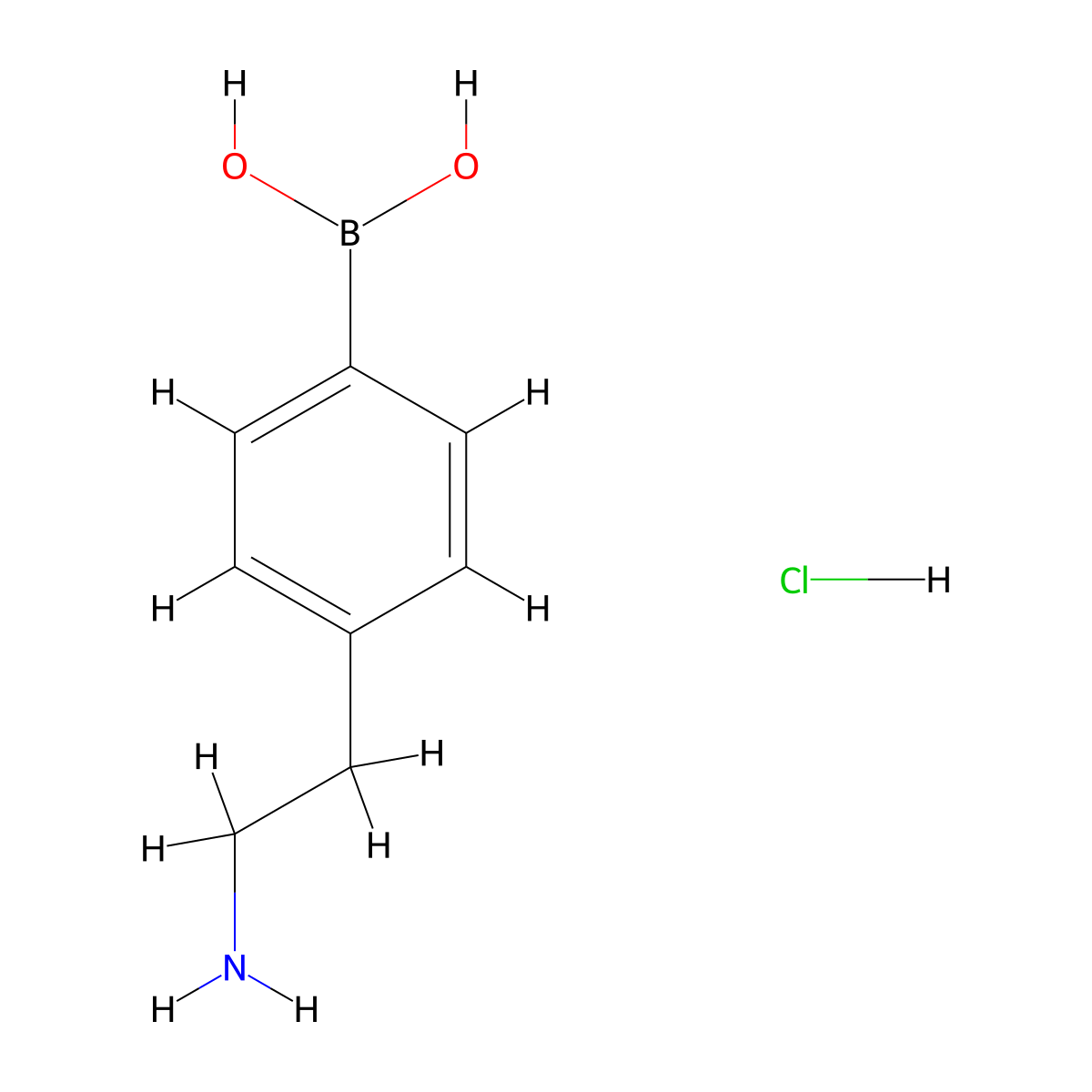 (4-(2-Aminoethyl)phenyl)boronic acid hydrochloride molecular structure, CAS 1165800-54-3