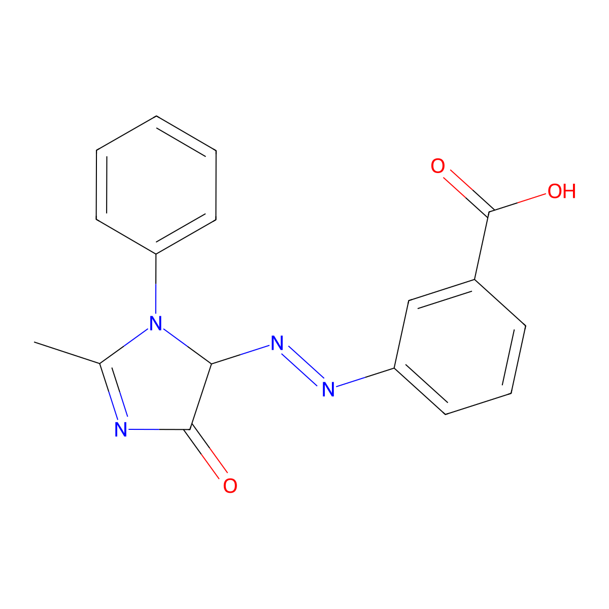 3-[(1E)-2-(2-Methyl-4-oxo-1-phenyl-4,5-dihydro-1H-imidazol-5-YL)diazen-1-YL]benzoic acid molecular structure, CAS 1165803-86-0