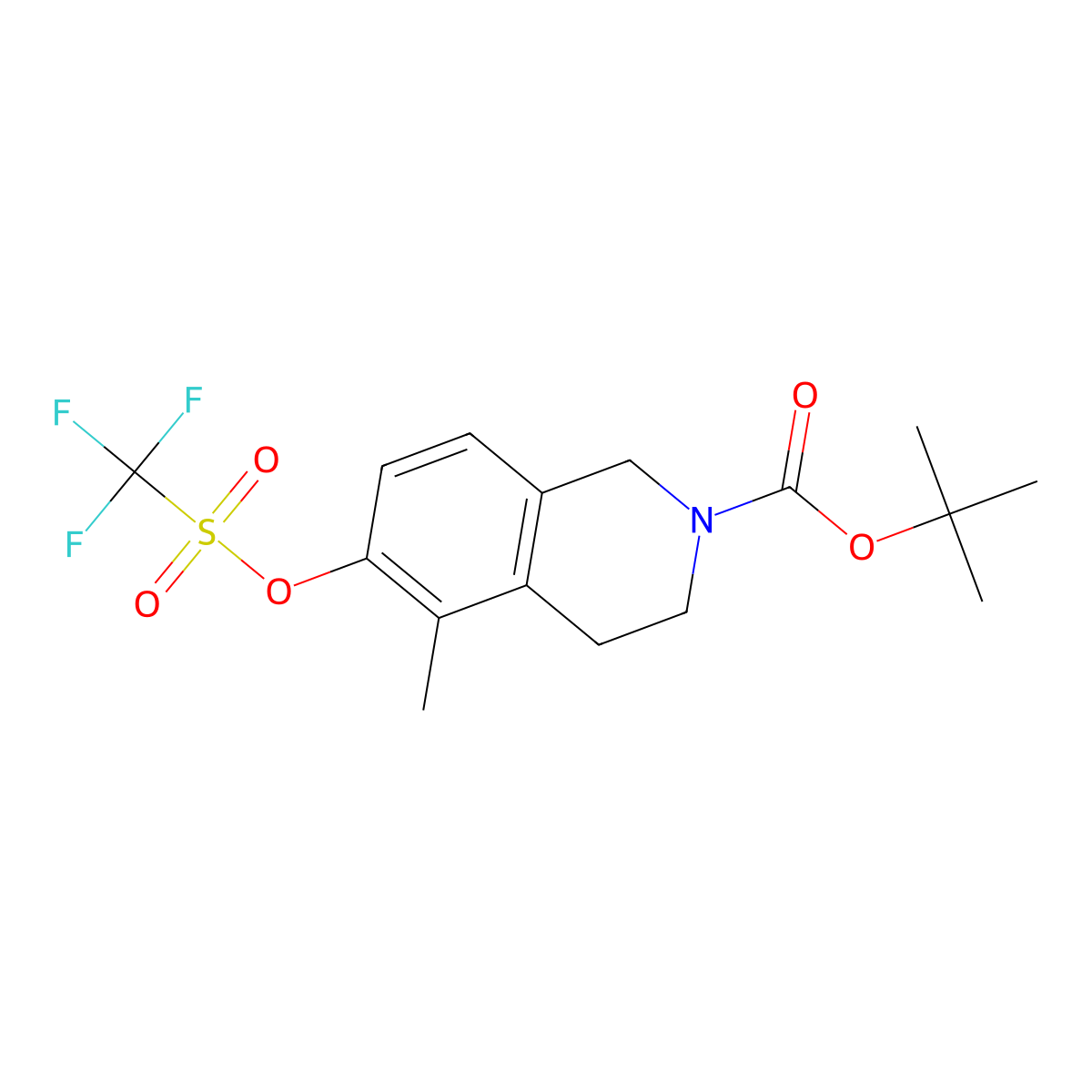 tert-butyl 5-methyl-6-(((trifluoromethyl)sulfonyl)oxy)-3,4-dihydroisoquinoline-2(1H)-carboxylate molecular structure, CAS 1165923-91-0