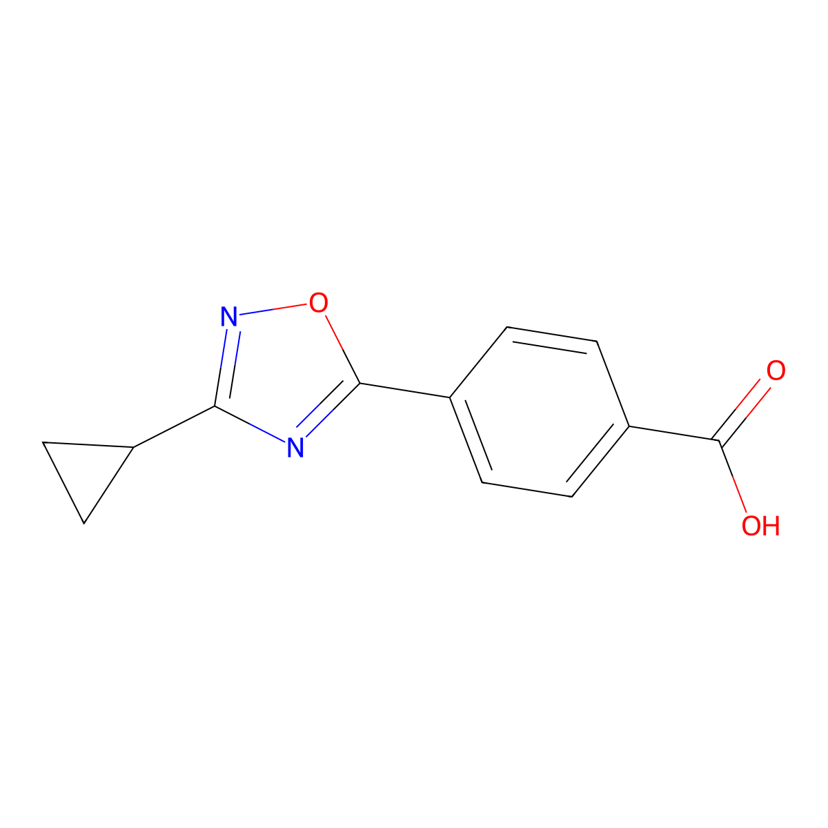 4-(3-Cyclopropyl-1,2,4-oxadiazol-5-yl)benzoic acid molecular structure, CAS 1165931-66-7