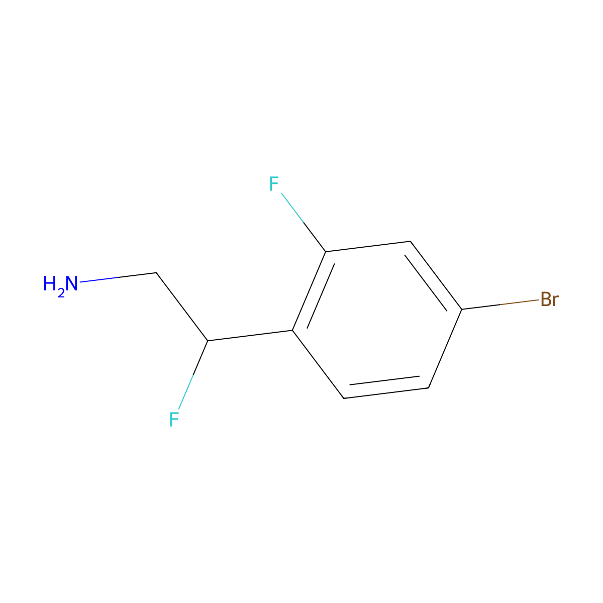 2-(4-Bromo-2-fluorophenyl)-2-fluoroethan-1-amine molecular structure, CAS 1165931-99-6