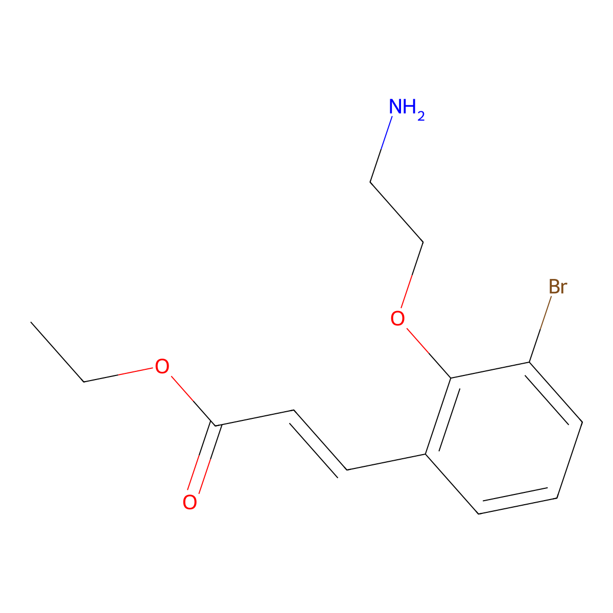 (E)-ethyl 3-(2-(2-aminoethoxy)-3-bromophenyl)acrylate molecular structure, CAS 1165946-51-9