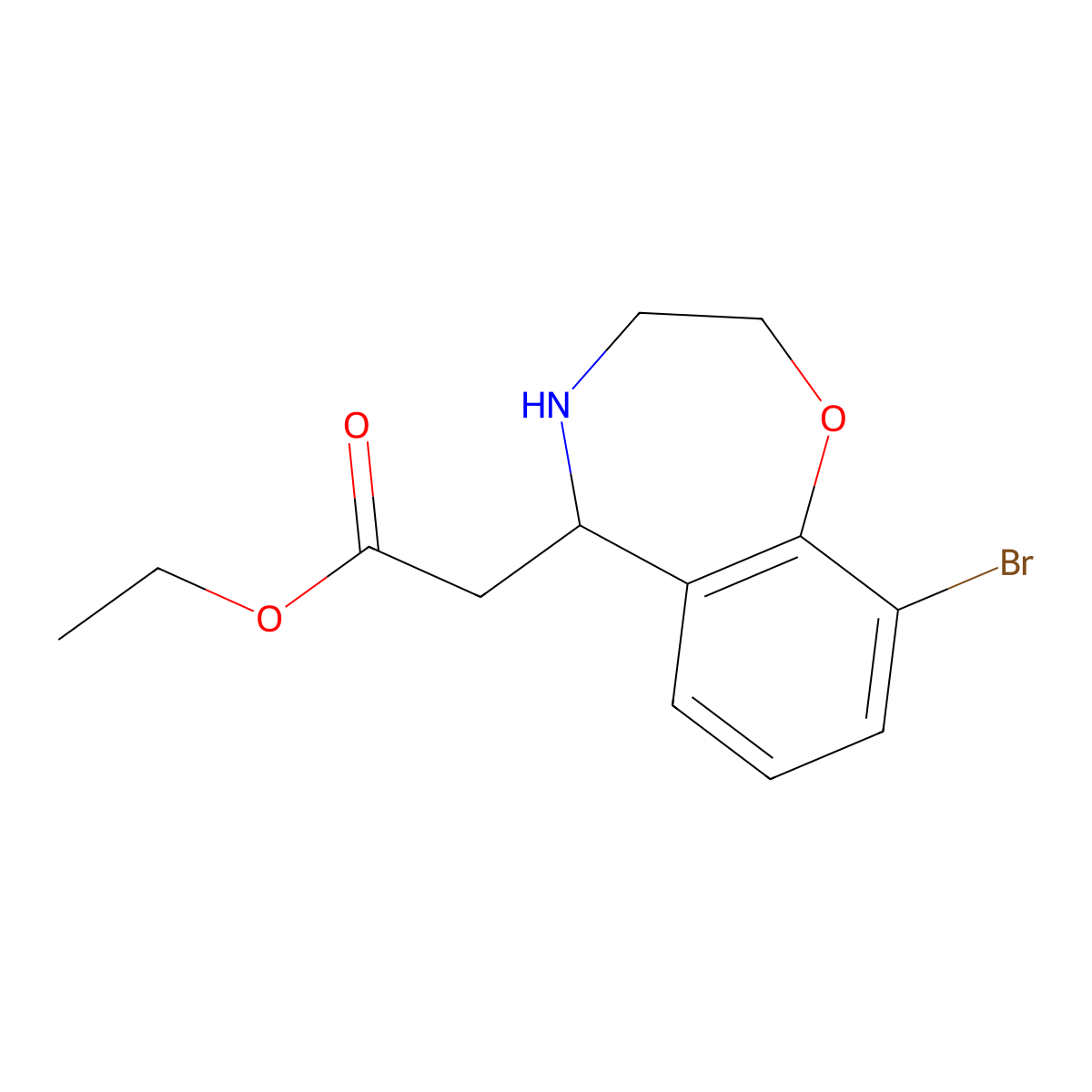 ethyl 2-(9-broMo-2,3,4,5-tetrahydrobenzo[f][1,4]oxazepin-5-yl)acetate molecular structure, CAS 1165946-52-0