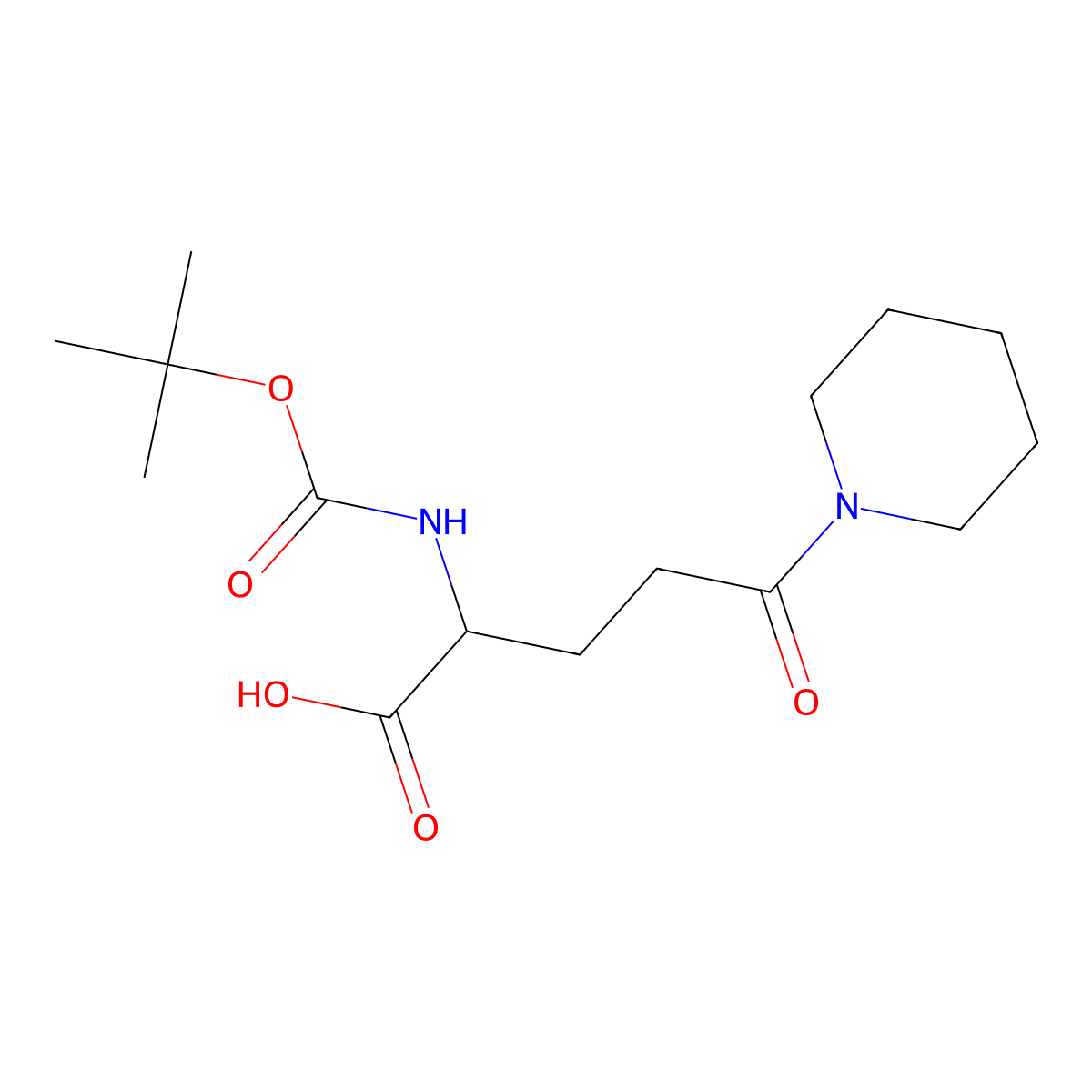 (S)-2-((tert-Butoxycarbonyl)amino)-5-oxo-5-(piperidin-1-yl)pentanoic acid molecular structure, CAS 116596-43-1