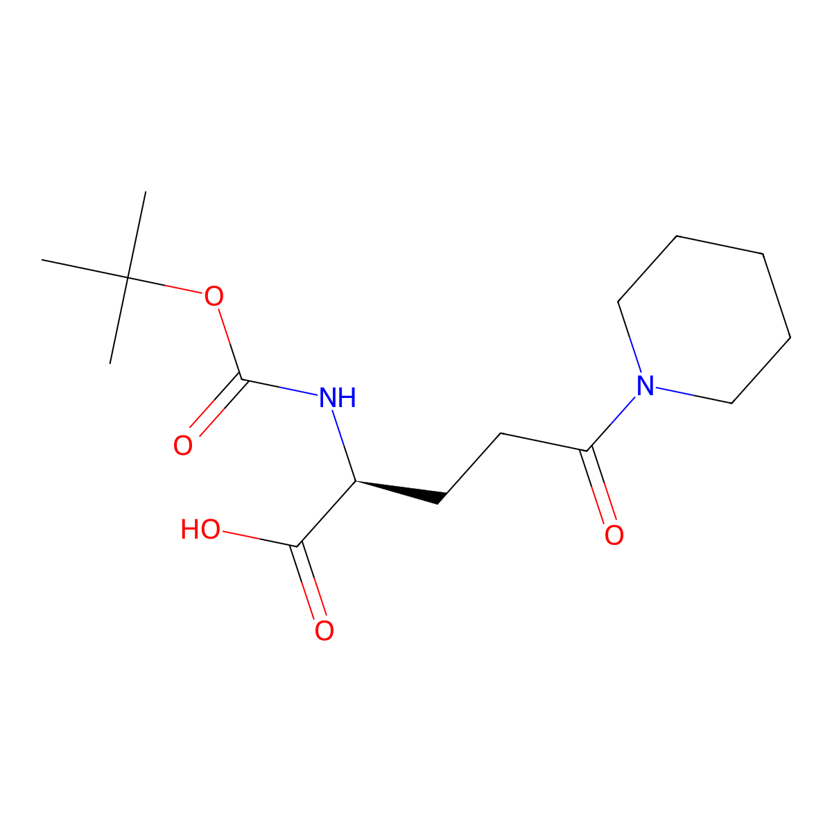 (S)-2-((tert-Butoxycarbonyl)amino)-5-oxo-5-(piperidin-1-yl)pentanoic acid molecular structure, CAS 116596-43-1