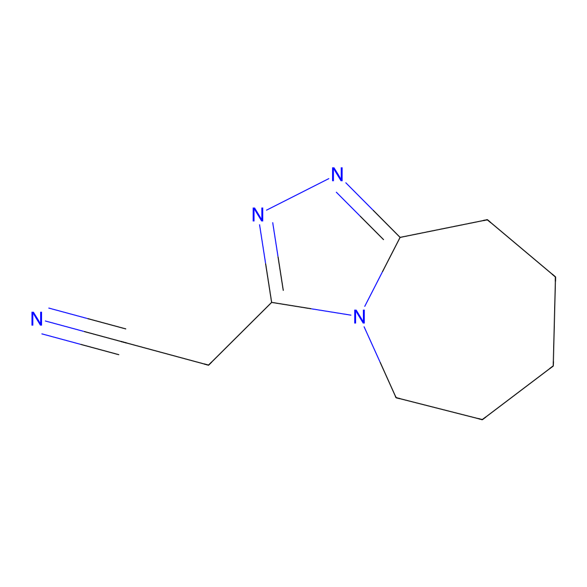 (6,7,8,9-Tetrahydro-5H-[1,2,4]triazolo[4,3-a]azepin-3-yl)-acetonitrile molecular structure, CAS 116598-69-7