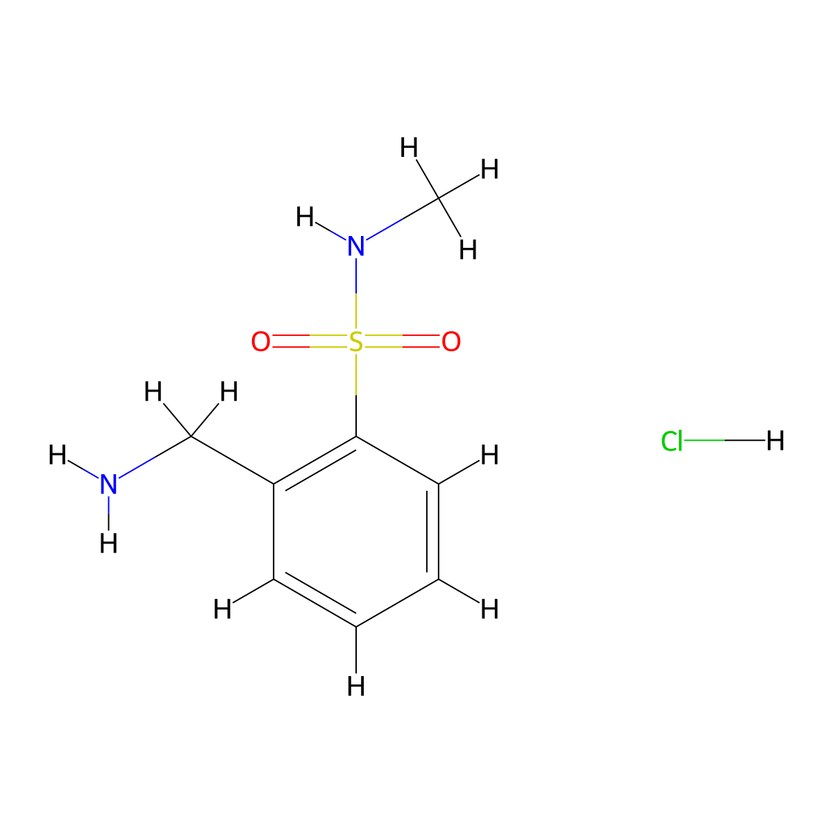 2-(aminomethyl)-N-methylbenzene-1-sulfonamide hydrochloride molecular structure, CAS 116598-97-1