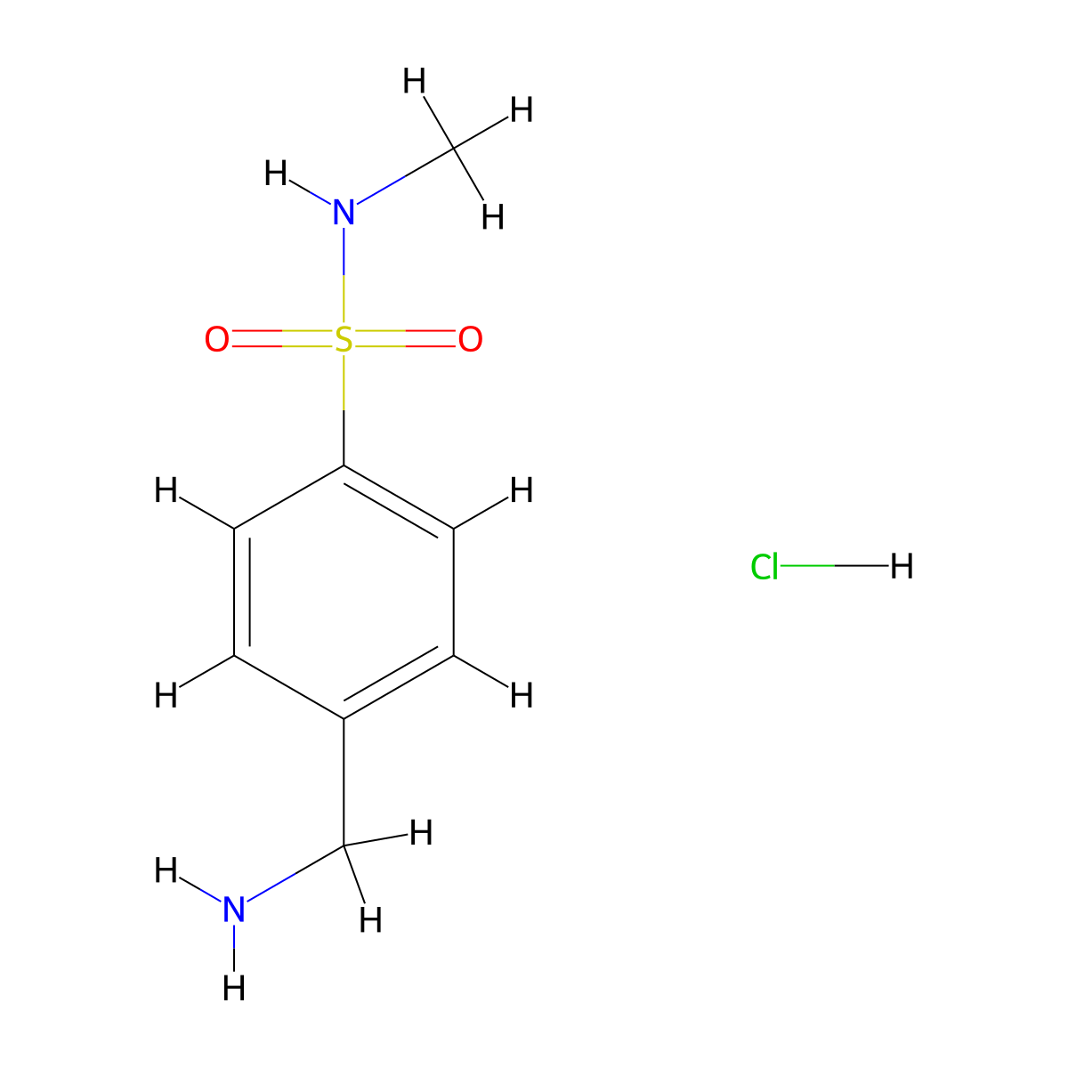 4-(aminomethyl)-N-methylbenzene-1-sulfonamide hydrochloride molecular structure, CAS 116599-32-7