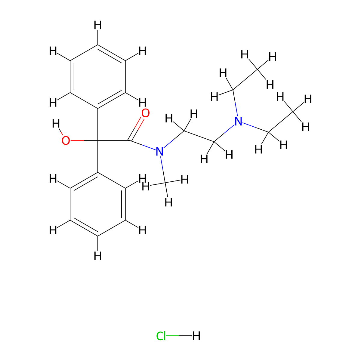 Benzilamide, N-(2-(diethylamino)ethyl)-N-methyl-, monohydrochloride molecular structure, CAS 1166-82-1
