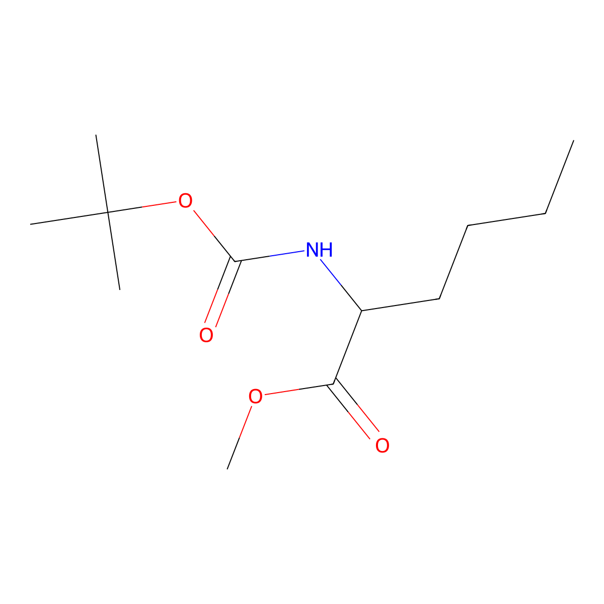 (R)-Methyl 2-((tert-butoxycarbonyl)amino)hexanoate molecular structure, CAS 116611-59-7