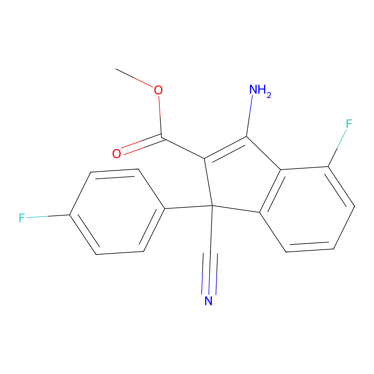 methyl 3-amino-1-cyano-4-fluoro-1-(4-fluorophenyl)-1H-indene-2-carboxylate molecular structure, CAS 116616-96-7