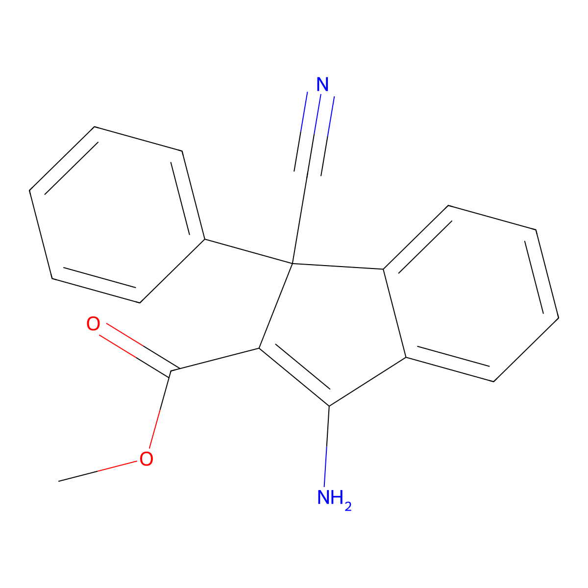 methyl 3-amino-1-cyano-1-phenyl-1H-indene-2-carboxylate molecular structure, CAS 116617-18-6
