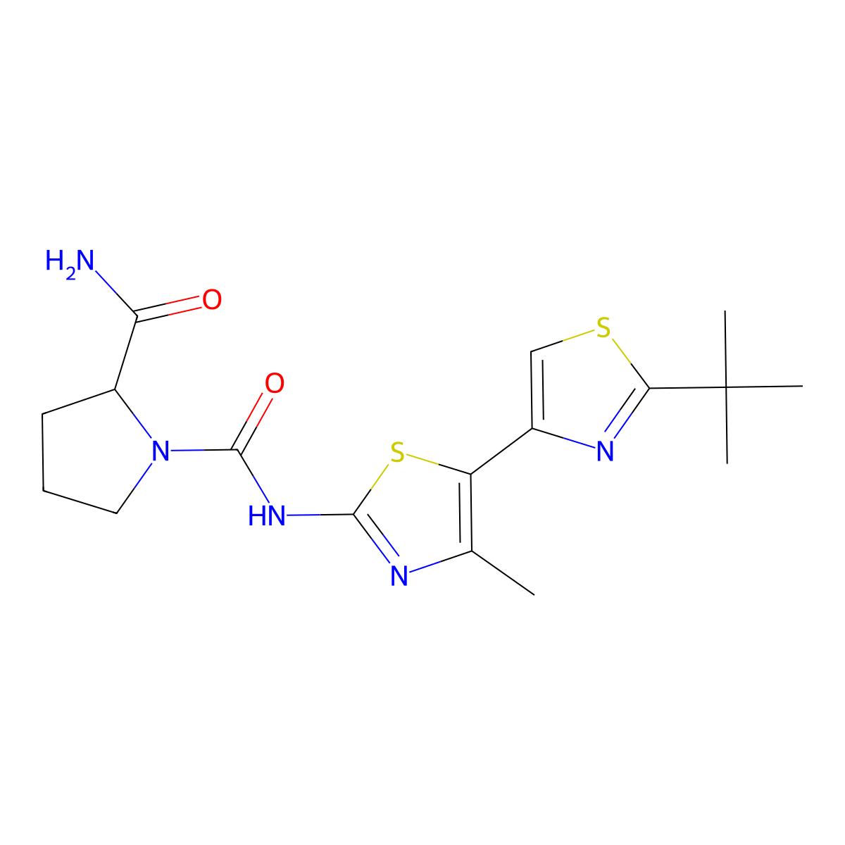 (S)-N1-(2-(tert-butyl)-4'-methyl-[4,5'-bithiazol]-2'-yl)pyrrolidine-1,2-dicarboxamide molecular structure, CAS 1166227-08-2