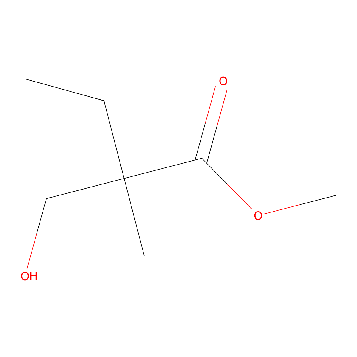 Methyl 2-(hydroxymethyl)-2-methylbutanoate molecular structure, CAS 116623-21-3