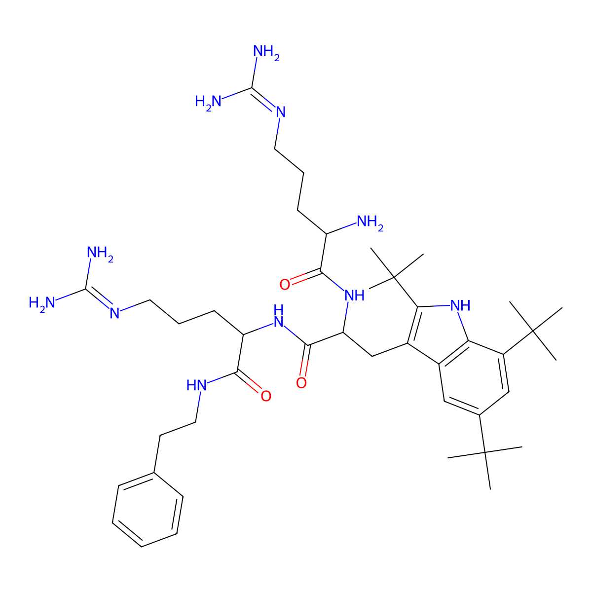L-arginyl-2,5,7-tris(1,1-dimethylethyl)-L-tryptophyl-N-(2-phenylethyl)-L-argininamide molecular structure, CAS 1166254-80-3