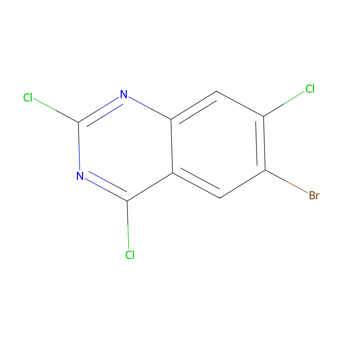 6-Bromo-2,4,7-trichloroquinazoline molecular structure, CAS 1166378-32-0