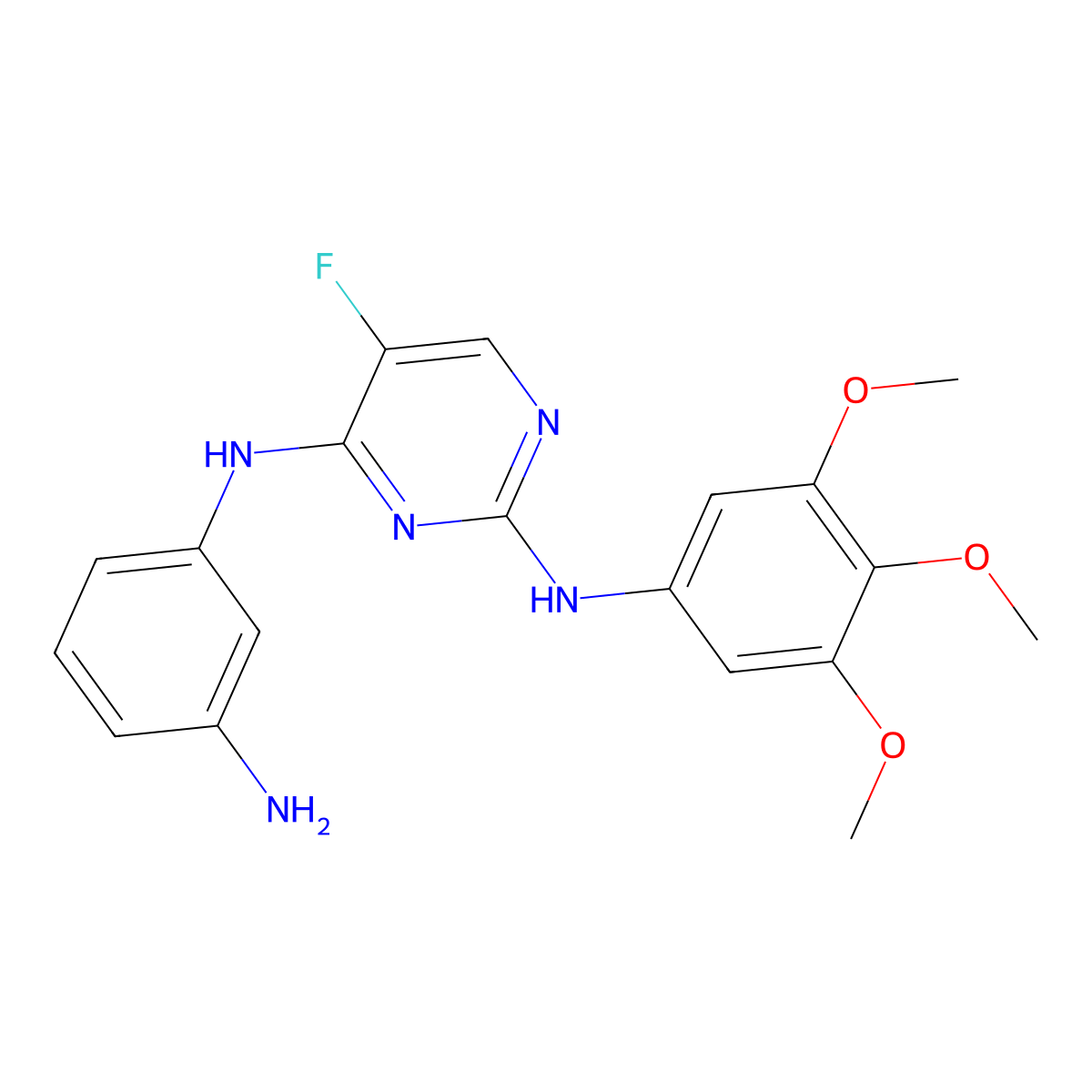 N4-(3-aminophenyl)-5-fluoro-N2-(3,4,5-trimethoxyphenyl)pyrimidine-2,4-diamine molecular structure, CAS 1166389-11-2