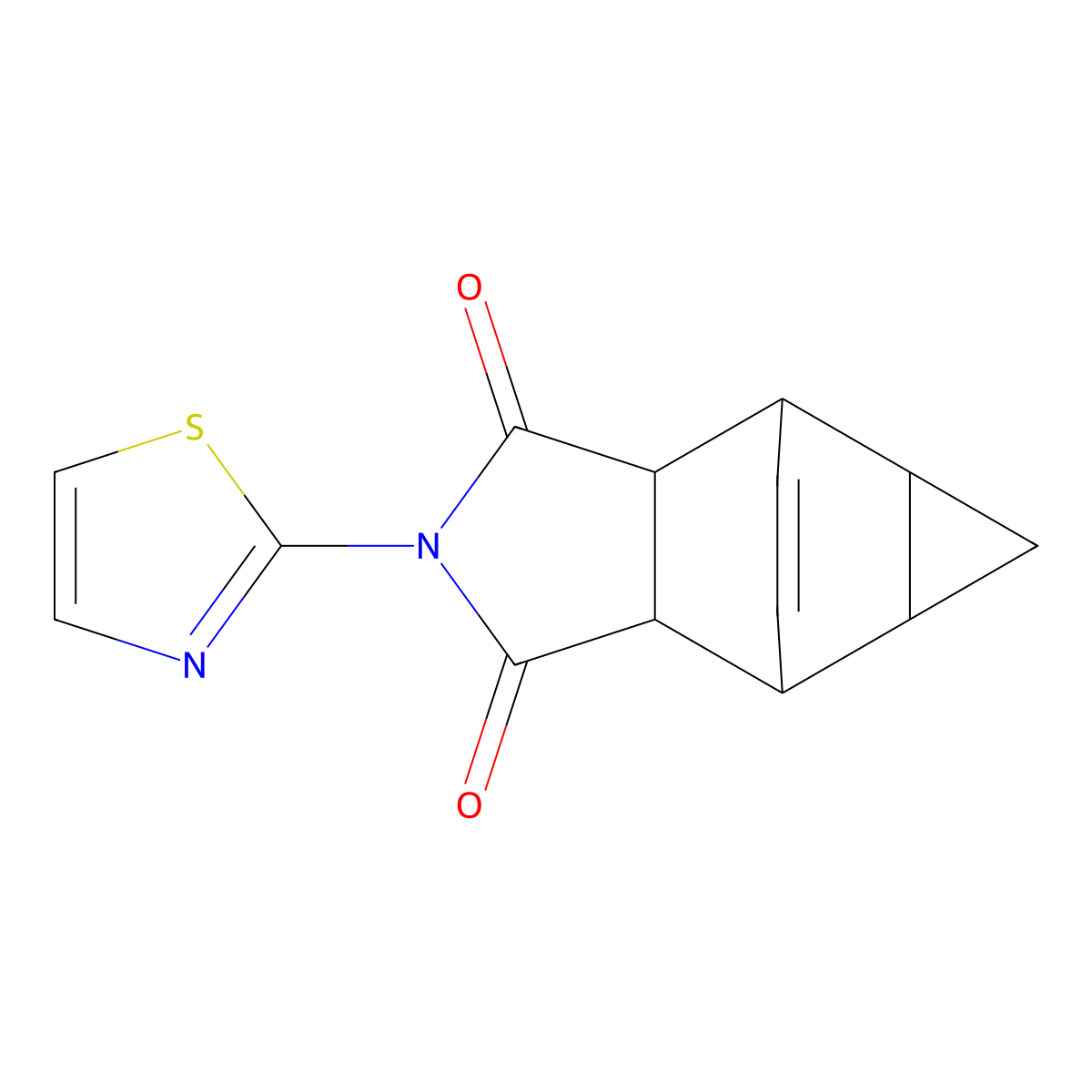 2-(1,3-thiazol-2-yl)hexahydro-4,6-ethenocyclopropa[f]isoindole-1,3(2H,3aH)-dione molecular structure, CAS 1166390-81-3