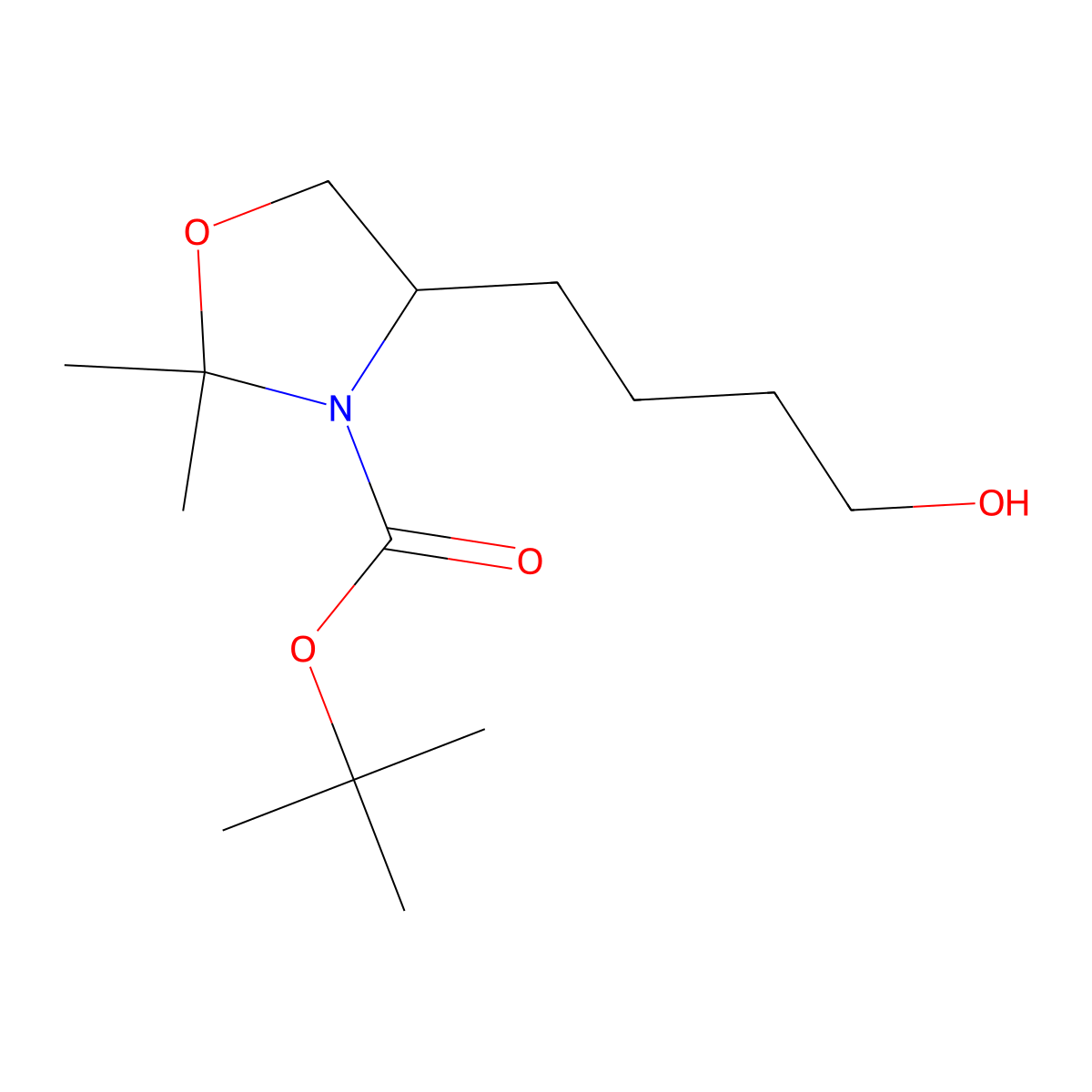 (R)-tert-Butyl 4-(4-hydroxybutyl)-2,2-dimethyloxazolidine-3-carboxylate molecular structure, CAS 1166394-91-7