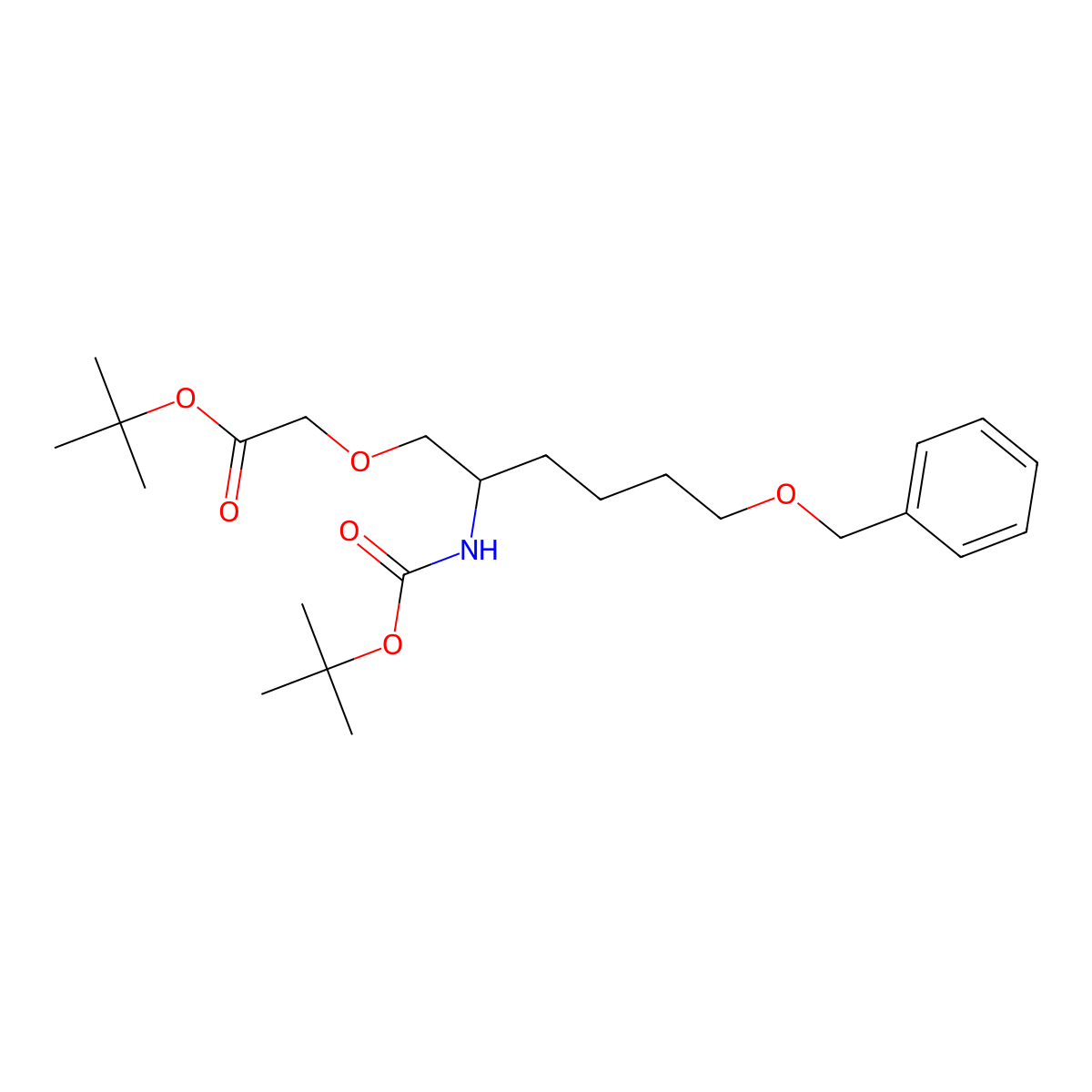 (S)-tert-butyl 2-(6-(benzyloxy)-2-(tert-butoxycarbonylamino)hexyloxy)acetate molecular structure, CAS 1166394-93-9