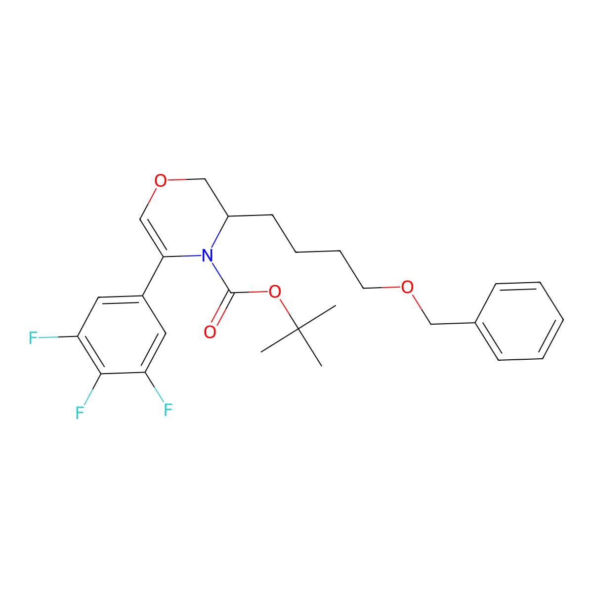 tert-Butyl 3-(4-(benzyloxy)butyl)-5-(3,4,5-trifluorophenyl)-2H-1,4-oxazine-4(3H)-carboxylate molecular structure, CAS 1166394-99-5