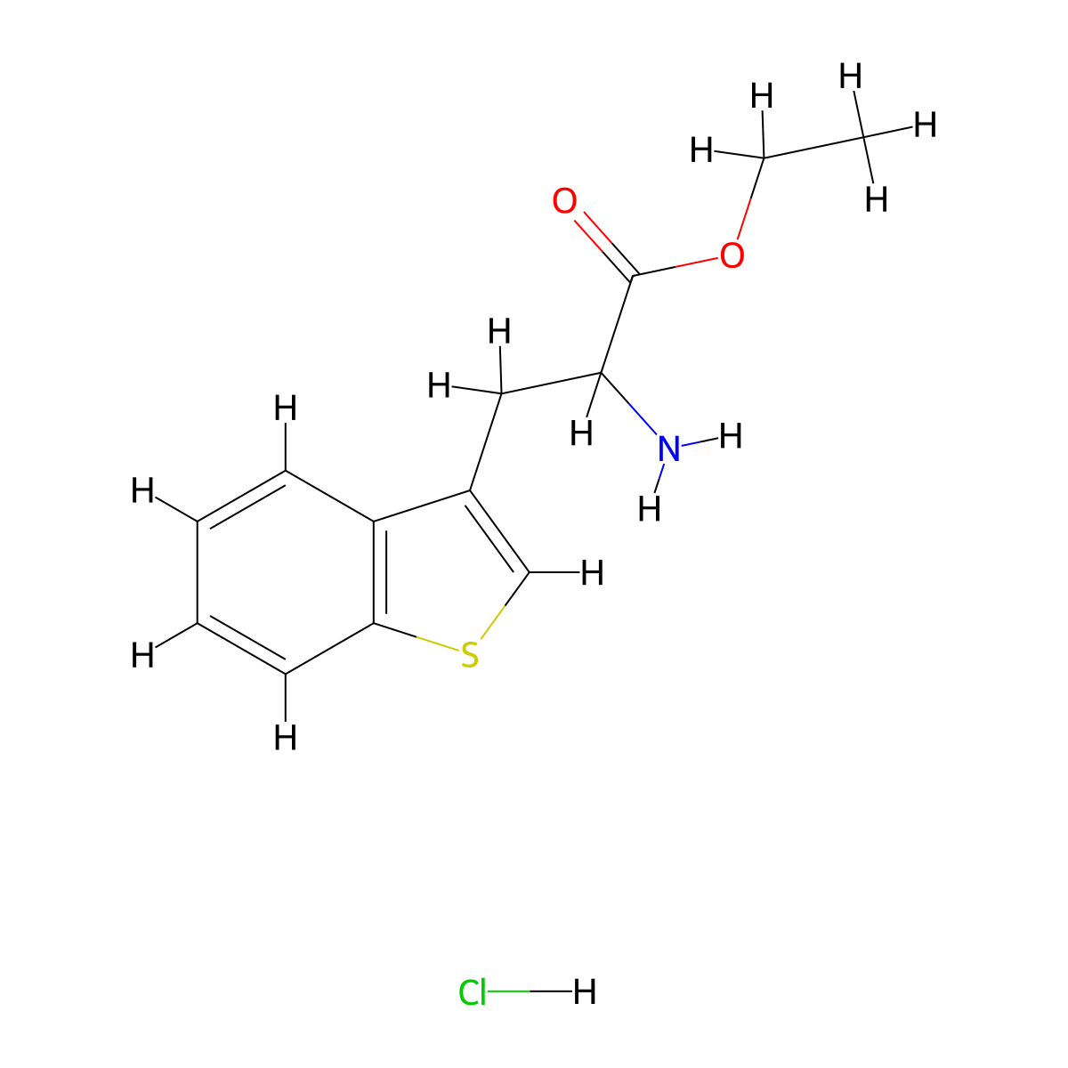 Ethyl 2-amino-3-(1-benzothiophen-3-yl)propanoate hydrochloride molecular structure, CAS 116654-74-1