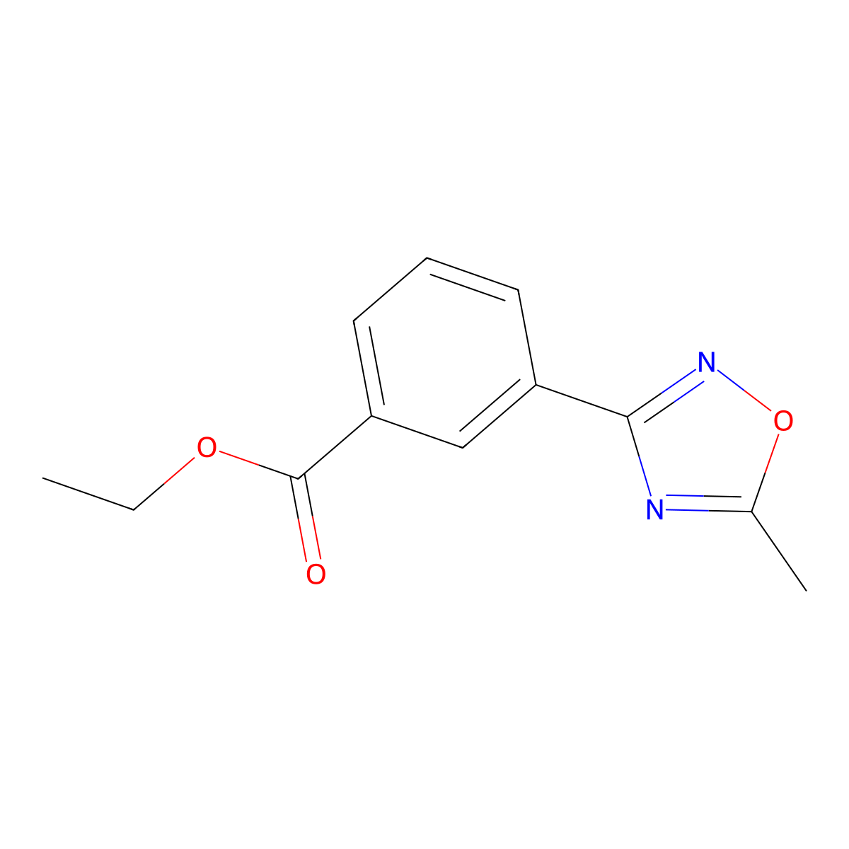 Ethyl 3-(5-methyl-1,2,4-oxadiazol-3-YL)benzoate molecular structure, CAS 1166756-80-4