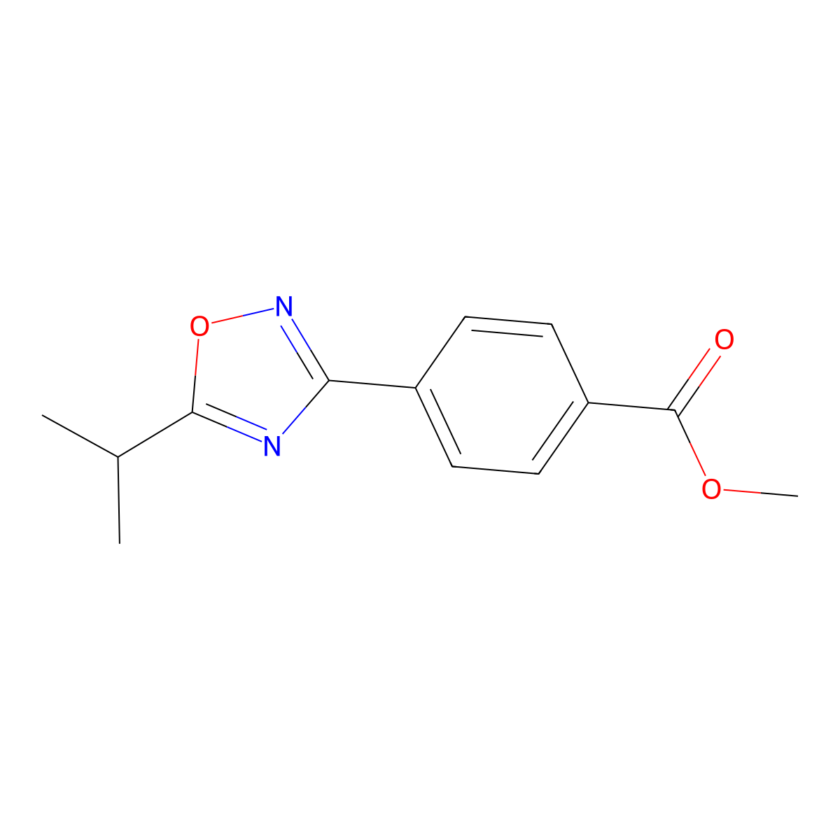 Methyl 4-(5-isopropyl-1,2,4-oxadiazol-3-YL)benzoate molecular structure, CAS 1166756-82-6
