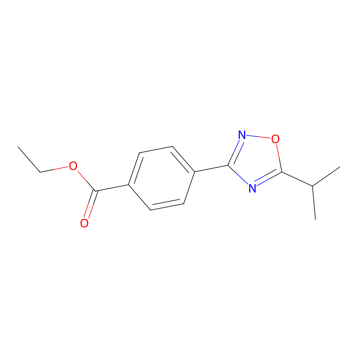 Ethyl 4-(5-isopropyl-1,2,4-oxadiazol-3-YL)benzoate molecular structure, CAS 1166756-84-8