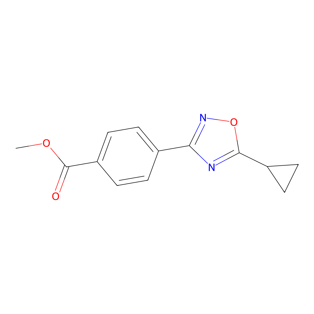 Methyl 4-(5-cyclopropyl-1,2,4-oxadiazol-3-YL)benzoate molecular structure, CAS 1166756-86-0