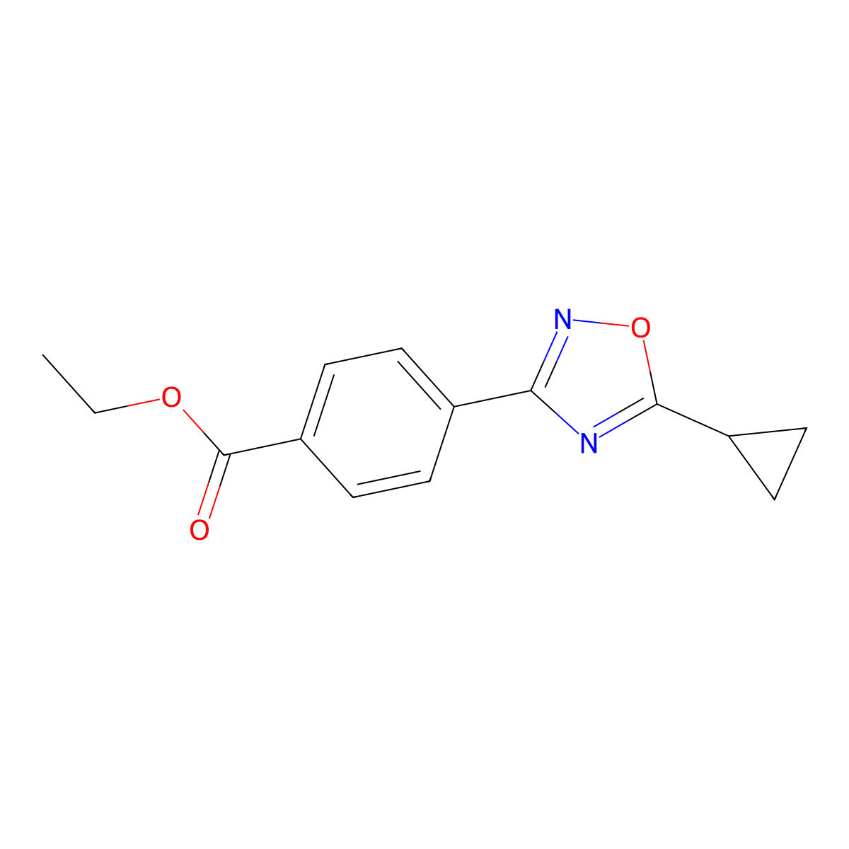 Ethyl 4-(5-cyclopropyl-1,2,4-oxadiazol-3-YL)benzoate molecular structure, CAS 1166756-88-2