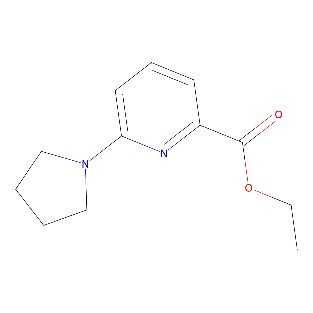 Ethyl 6-(1-pyrrolidyl)pyridine-2-carboxylate molecular structure, CAS 1166756-92-8