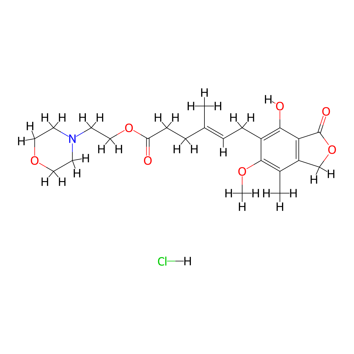 Mycophenolate Mofetil Hydrochloride molecular structure, CAS 116680-01-4