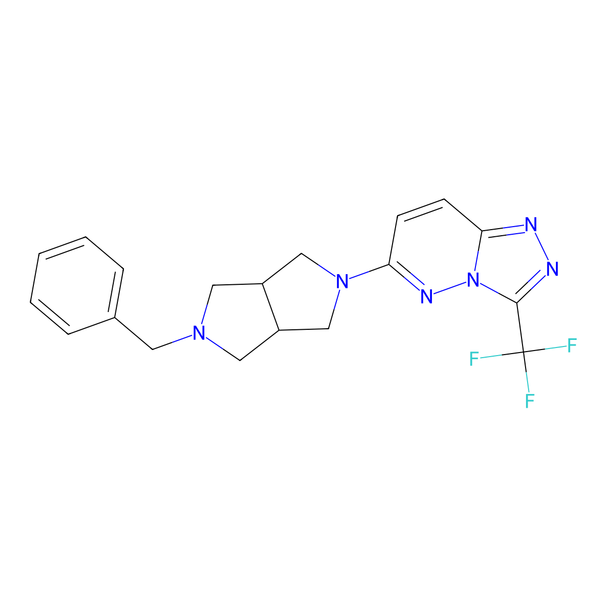 6-(5-Benzyl-1,3,3a,4,6,6a-hexahydropyrrolo[3,4-c]pyrrol-2-yl)-3-(trifluoromethyl)-[1,2,4]triazolo[3,4-f]pyridazine molecular structure, CAS 1166812-29-8