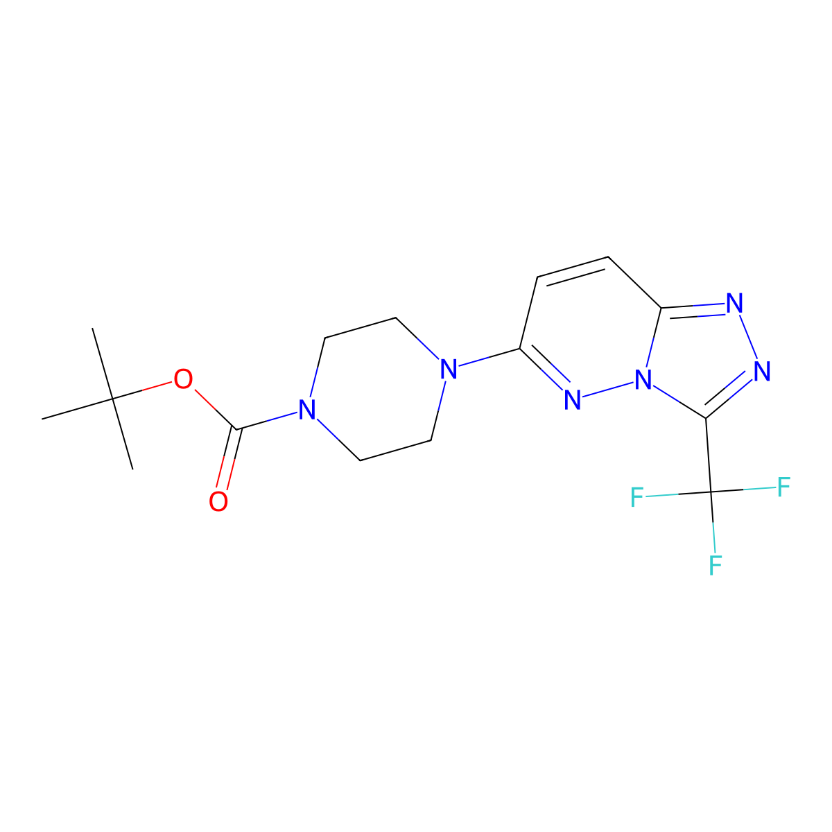 Tert-butyl 4-[3-(trifluoromethyl)-[1,2,4]triazolo[4,3-b]pyridazin-6-yl]piperazine-1-carboxylate molecular structure, CAS 1166819-50-6