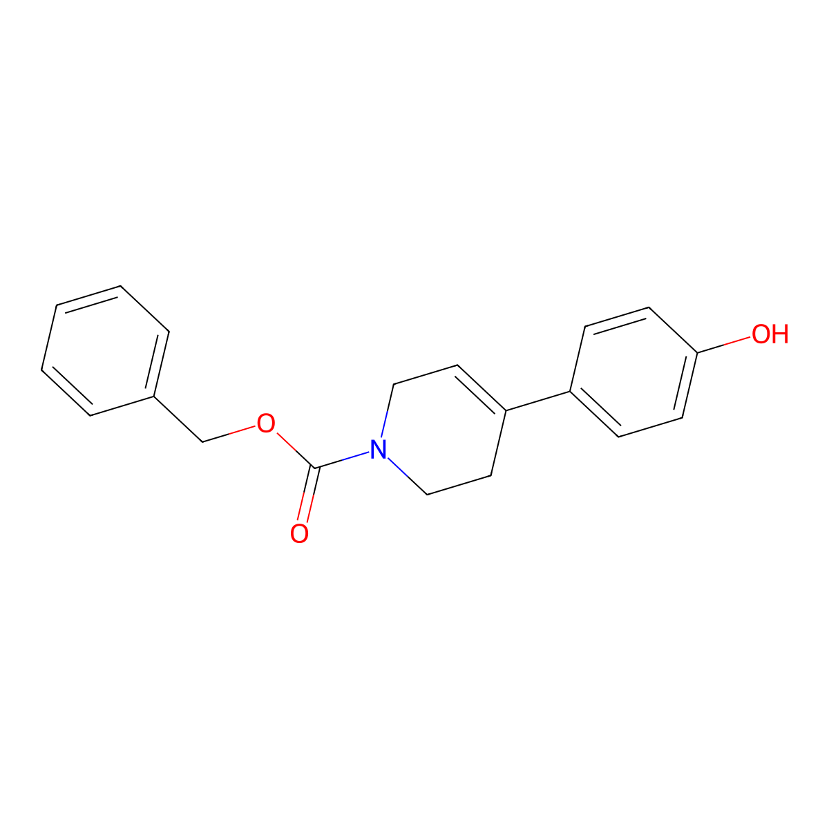 benzyl 4-(4-hydroxyphenyl)-5,6-dihydropyridine-1(2H)-carboxylate molecular structure, CAS 1166820-03-6