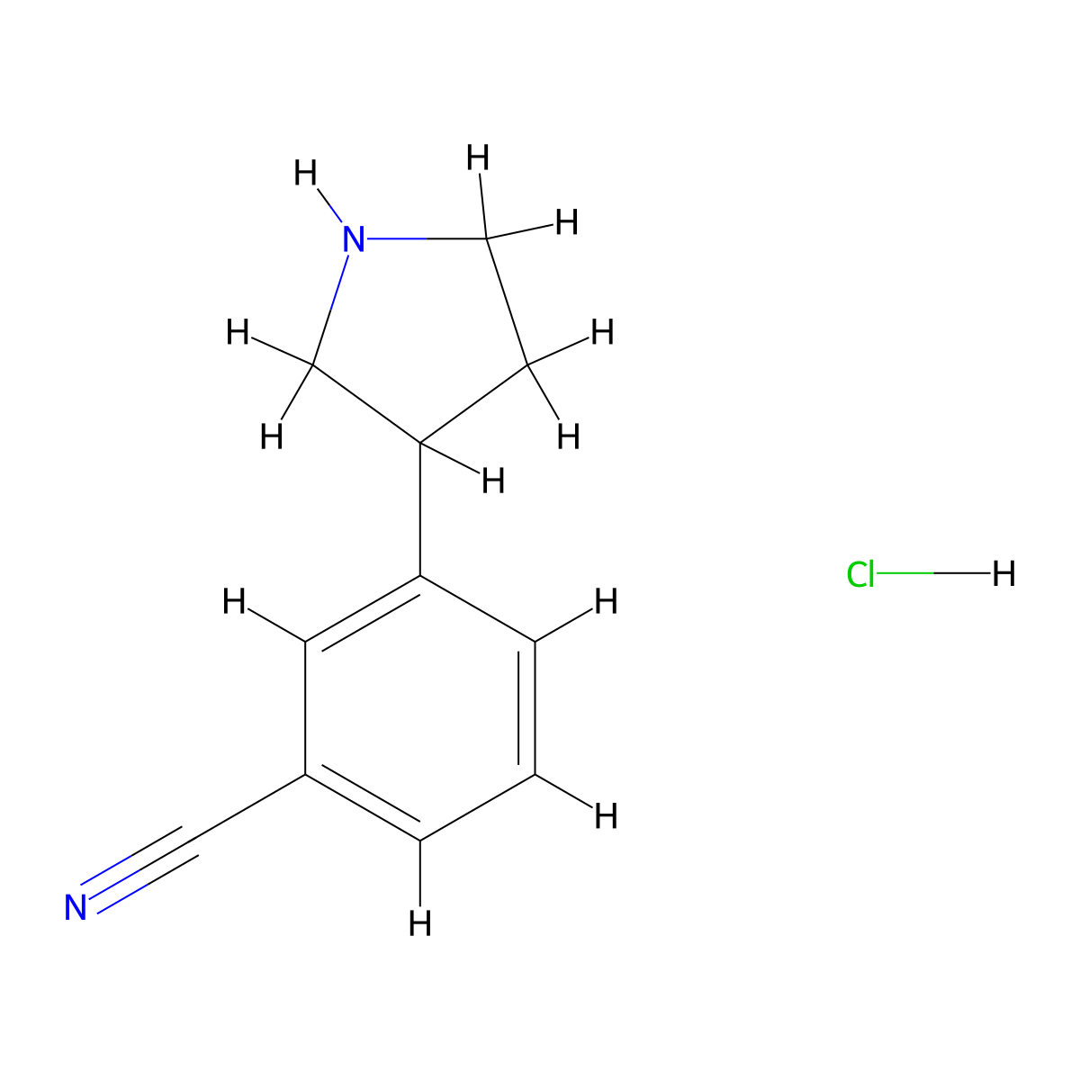 3-(Pyrrolidin-3-yl)benzonitrile hydrochloride molecular structure, CAS 1166820-43-4