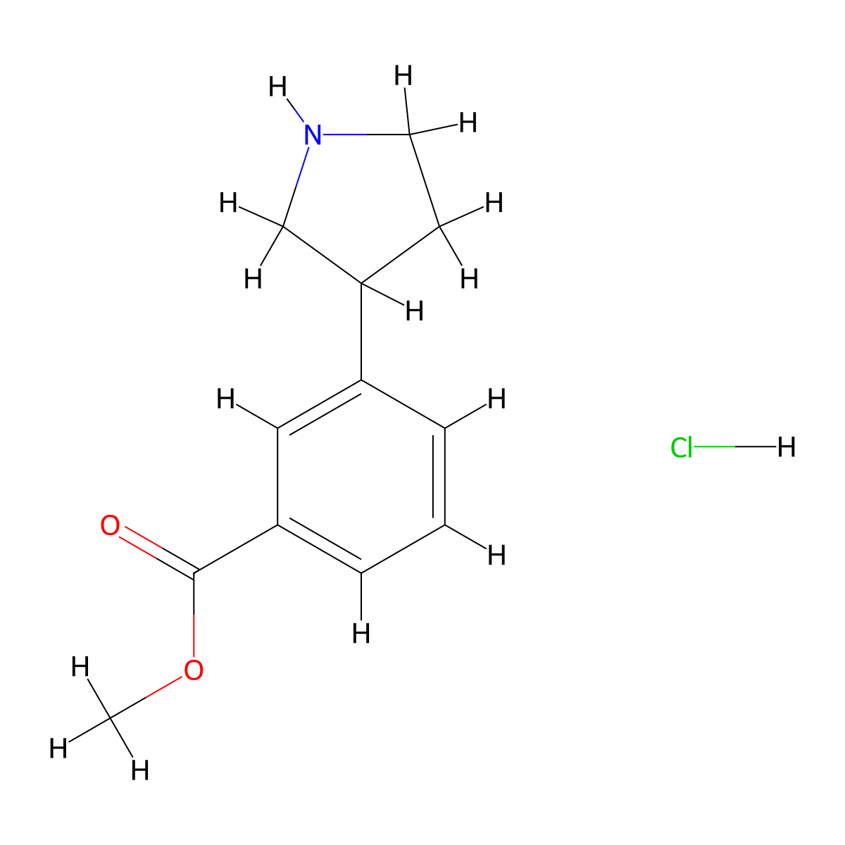Methyl 3-(pyrrolidin-3-yl)benzoate hydrochloride molecular structure, CAS 1166820-45-6