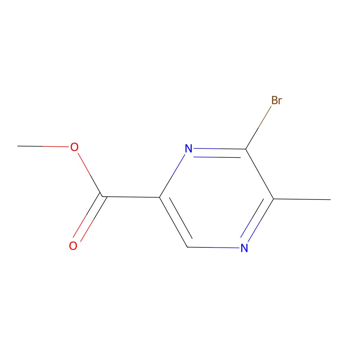 Methyl 6-bromo-5-methylpyrazine-2-carboxylate molecular structure, CAS 1166827-91-3