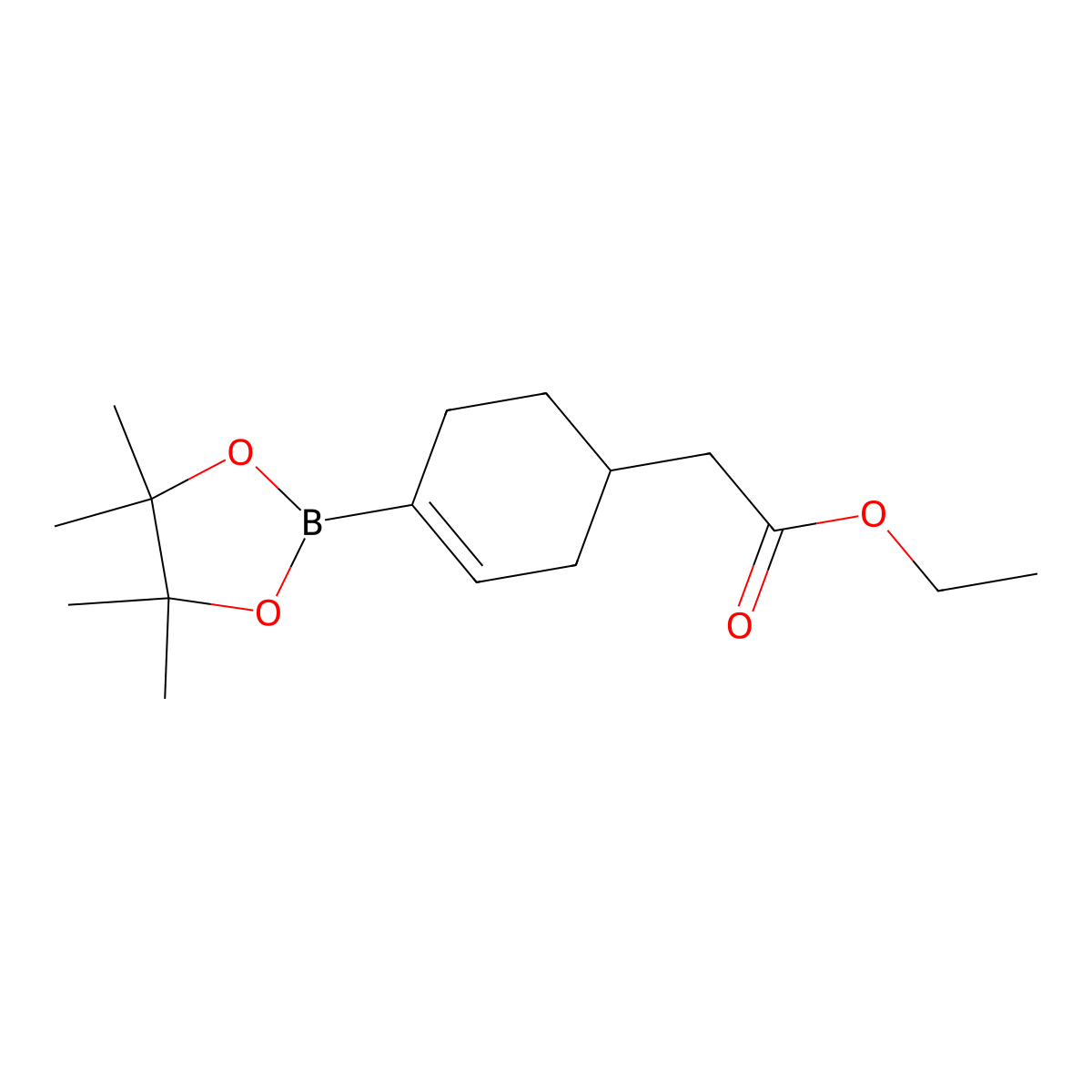 Ethyl 2-[4-(4,4,5,5-tetramethyl-1,3,2-dioxaborolan-2-yl)cyclohex-3-en-1-yl]acetate molecular structure, CAS 1166829-70-4
