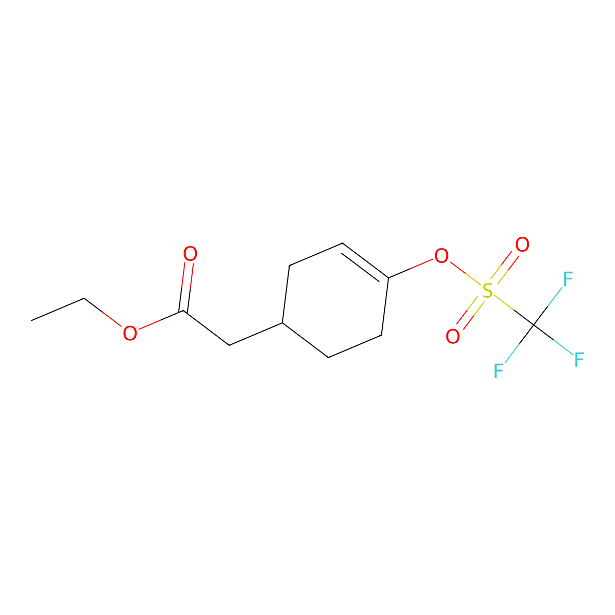 Ethyl 2-(4-(trifluoromethylsulfonyloxy)cyclohex-3-enyl)acetate molecular structure, CAS 1166829-72-6