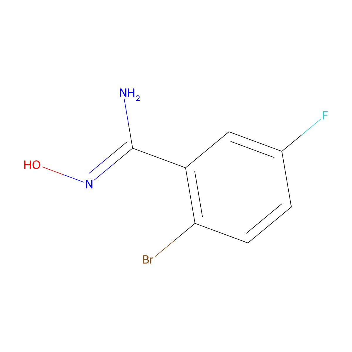 2-Bromo-5-fluoro-N'-hydroxybenzene-1-carboximidamide molecular structure, CAS 1166831-98-6