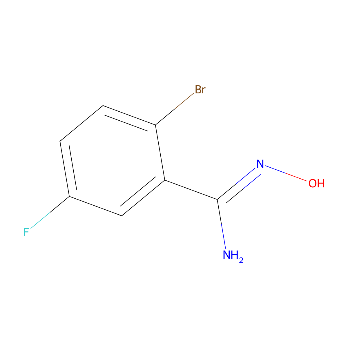 2-Bromo-5-fluoro-N'-hydroxybenzene-1-carboximidamide molecular structure, CAS 1166831-98-6