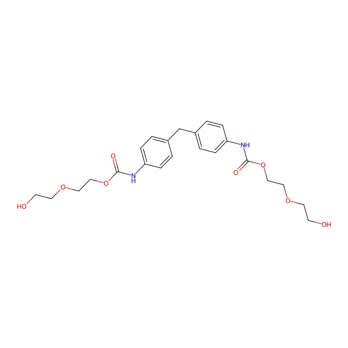 Bis(2-(2-hydroxyethoxy)ethyl) (methylenebis(4,1-phenylene))dicarbamate molecular structure, CAS 1166839-15-1