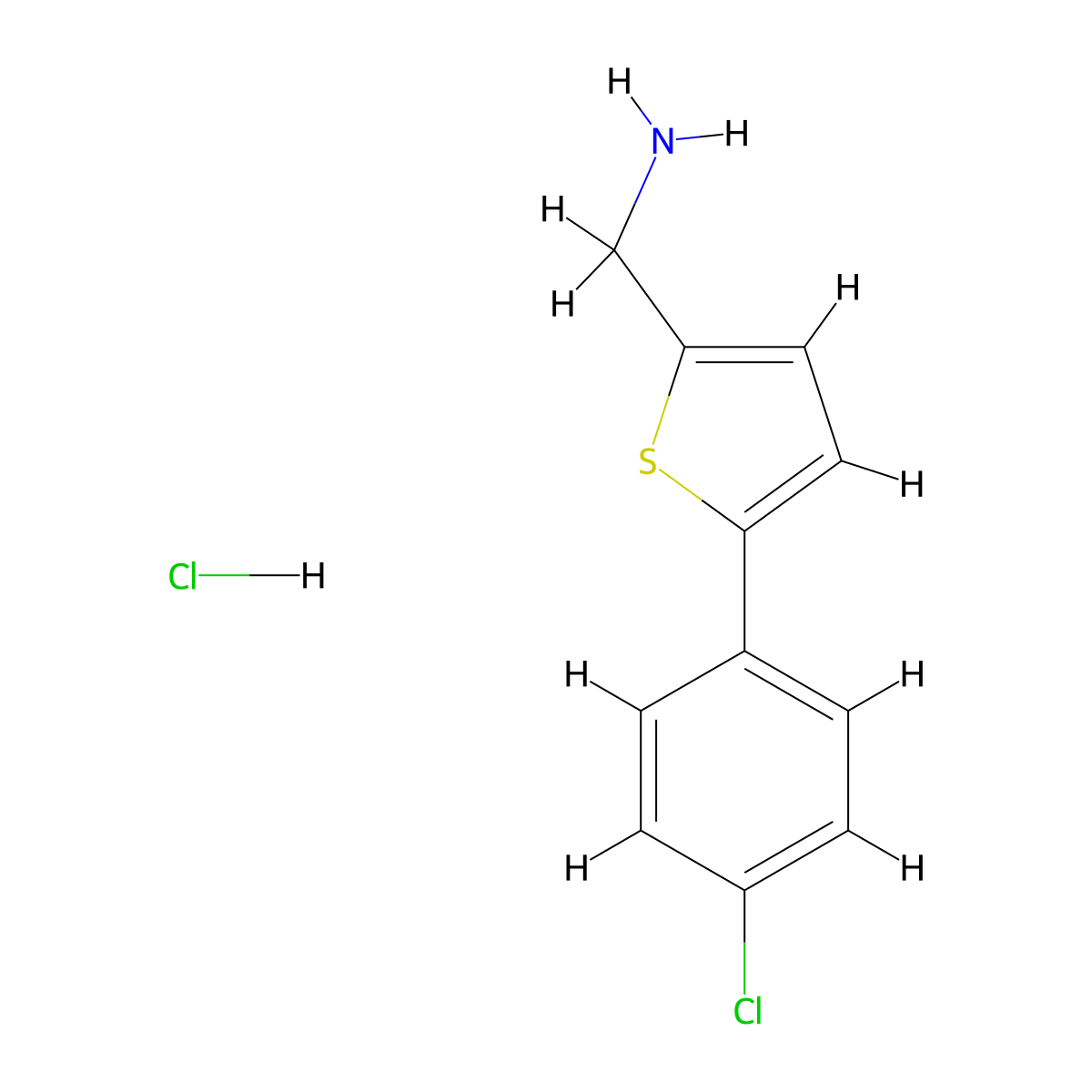 2-(Aminomethyl)-5-(4-Chlorophenyl)Thiophene Hydrochloride molecular structure, CAS 1166853-02-6