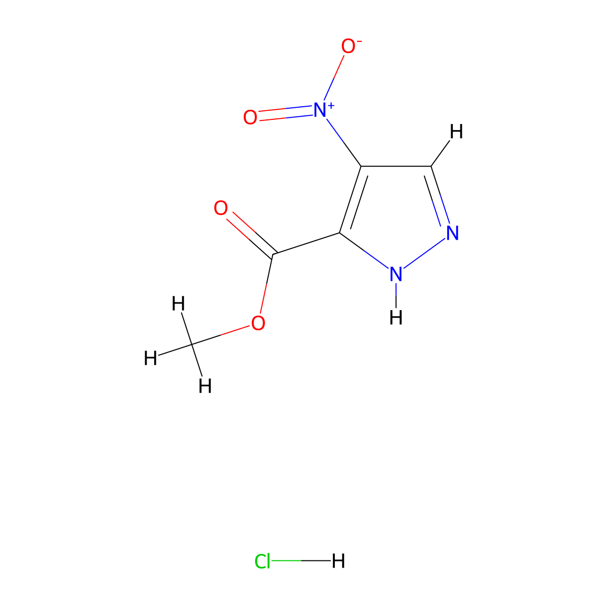 methyl 4-nitro-1H-pyrazole-3-carboxylate hydrochloride molecular structure, CAS 1166981-47-0