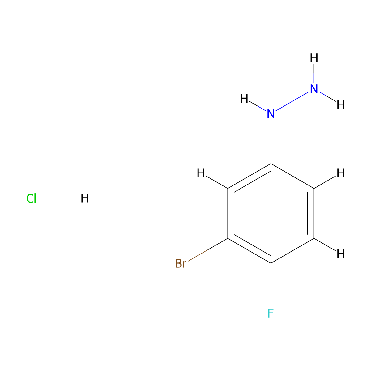(3-Bromo-4-fluorophenyl)hydrazine hydrochloride molecular structure, CAS 1166990-89-1